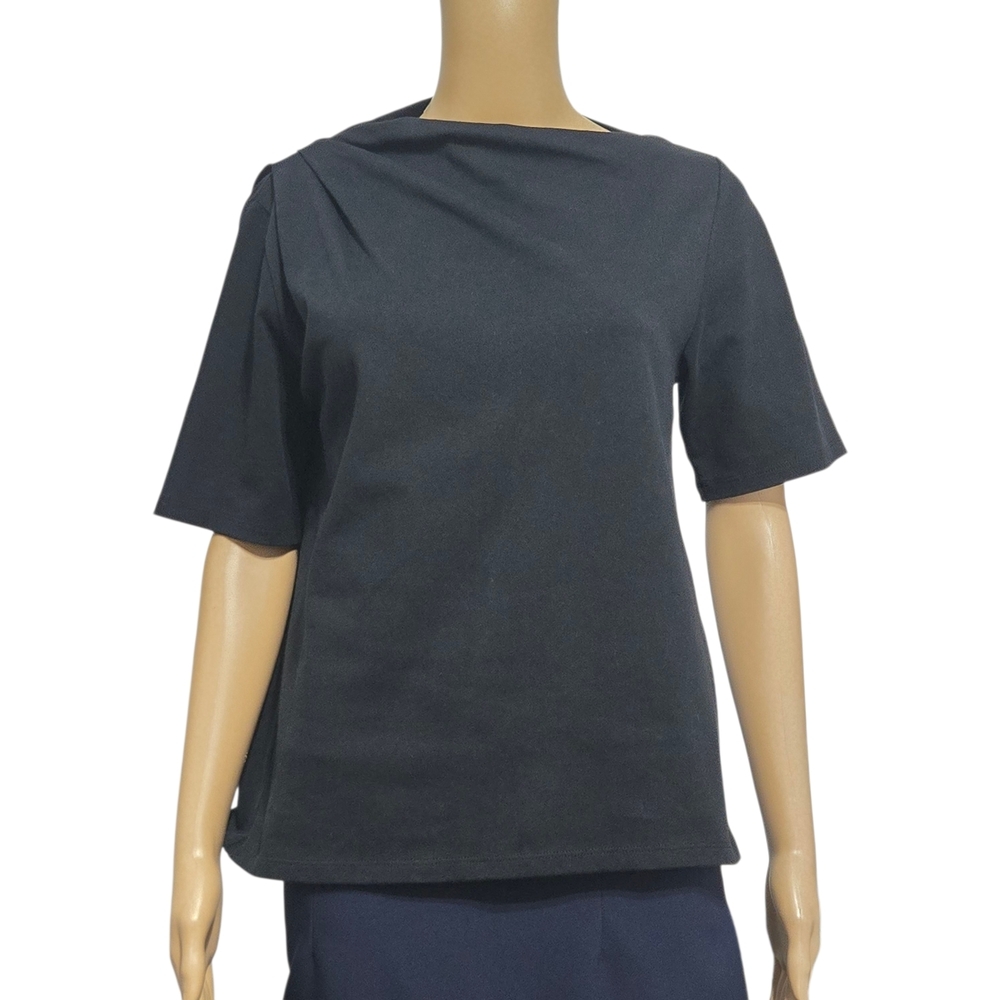 Banana Republic Black  top with an asymmetric, draped neckline. Size Small